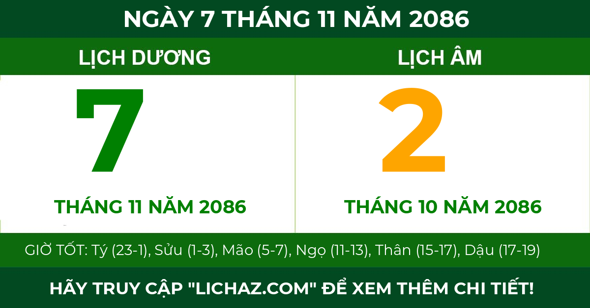 lịch âm ngày 7 tháng 11 năm 2086