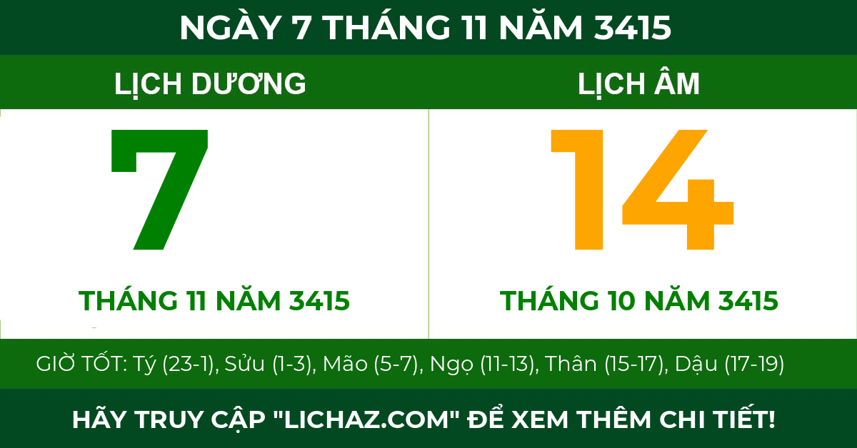lịch âm ngày 7 tháng 11 năm 3415