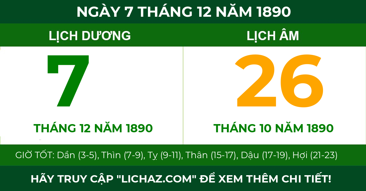 lịch âm ngày 7 tháng 12 năm 1890