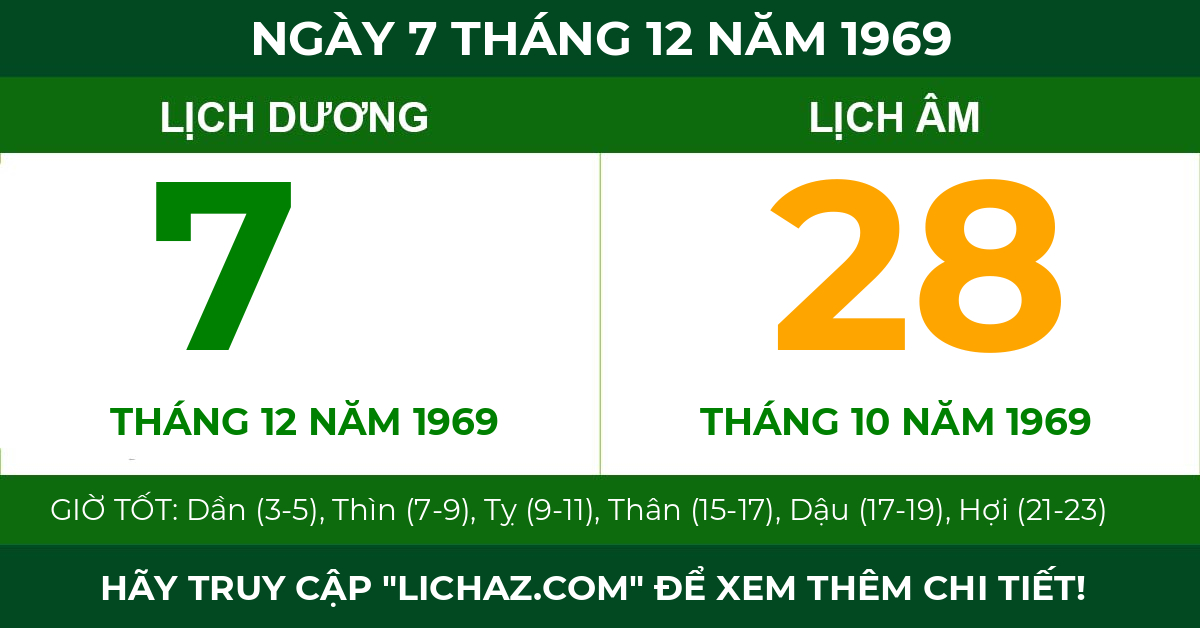 lịch âm ngày 7 tháng 12 năm 1969