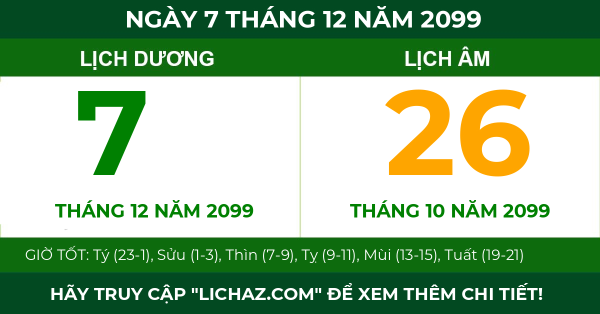 lịch âm ngày 7 tháng 12 năm 2099