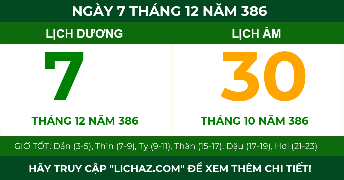 lịch âm ngày 7 tháng 12 năm 386