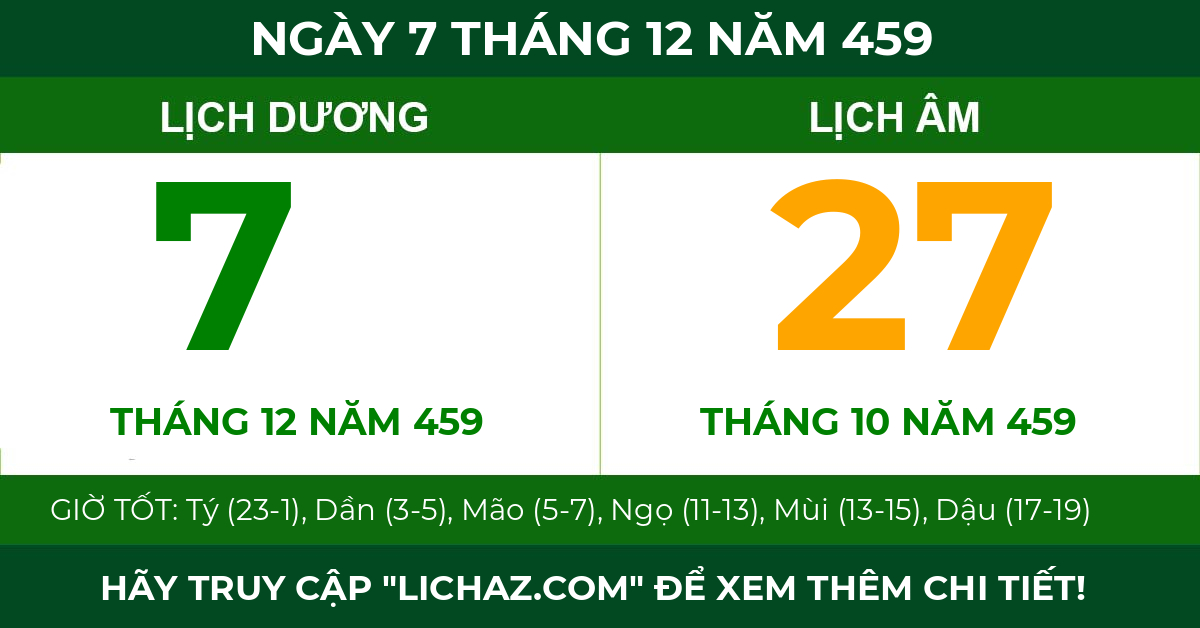 lịch âm ngày 7 tháng 12 năm 459