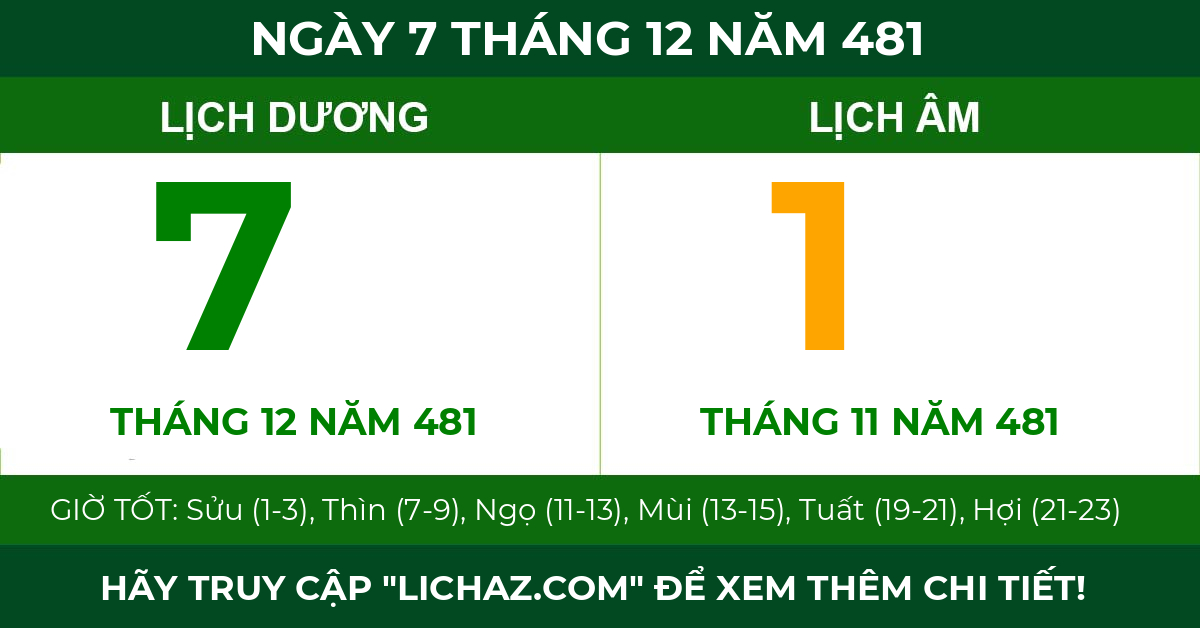 lịch âm ngày 7 tháng 12 năm 481