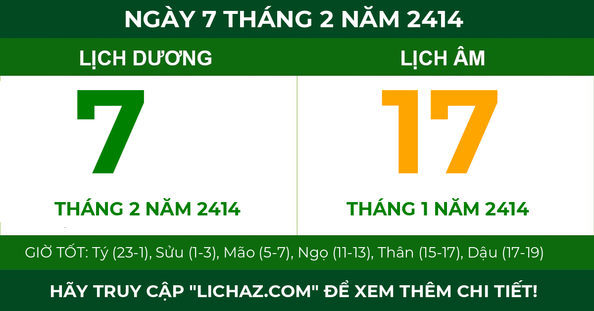lịch âm ngày 7 tháng 2 năm 2414
