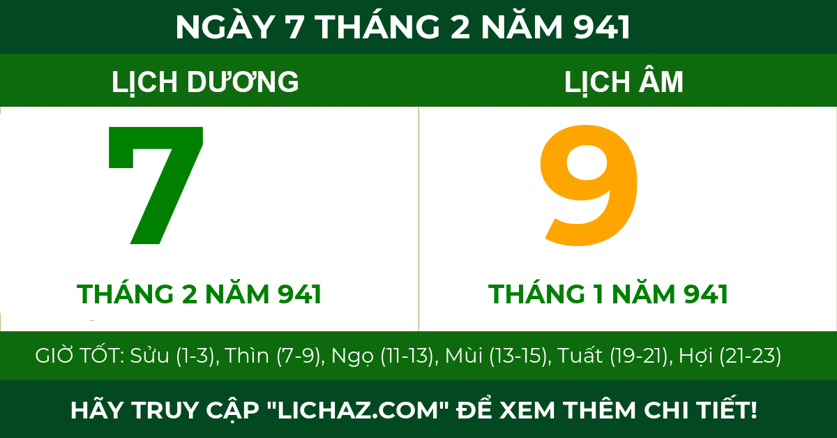 lịch âm ngày 7 tháng 2 năm 941