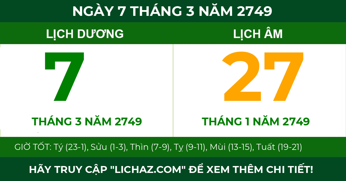 lịch âm ngày 7 tháng 3 năm 2749