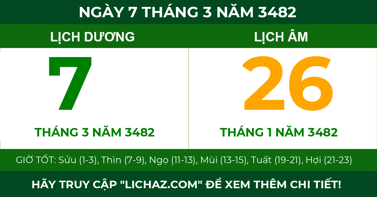 lịch âm ngày 7 tháng 3 năm 3482