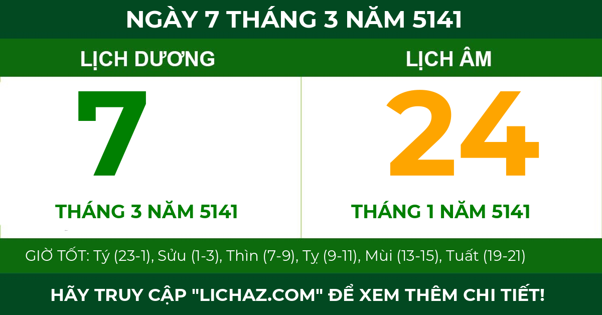 lịch âm ngày 7 tháng 3 năm 5141