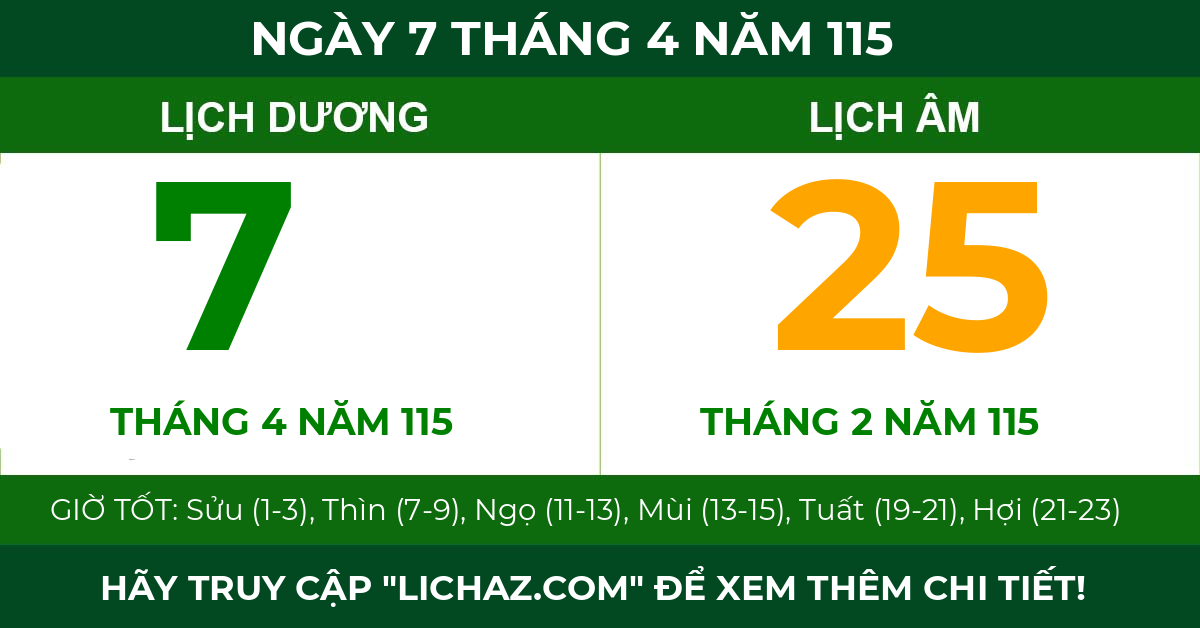 lịch âm ngày 7 tháng 4 năm 115
