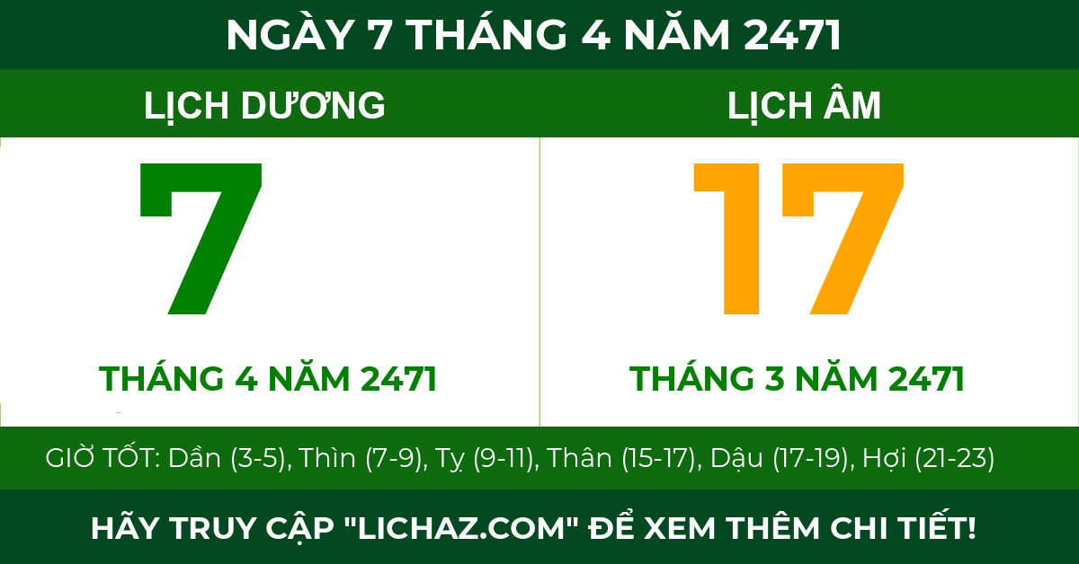 lịch âm ngày 7 tháng 4 năm 2471