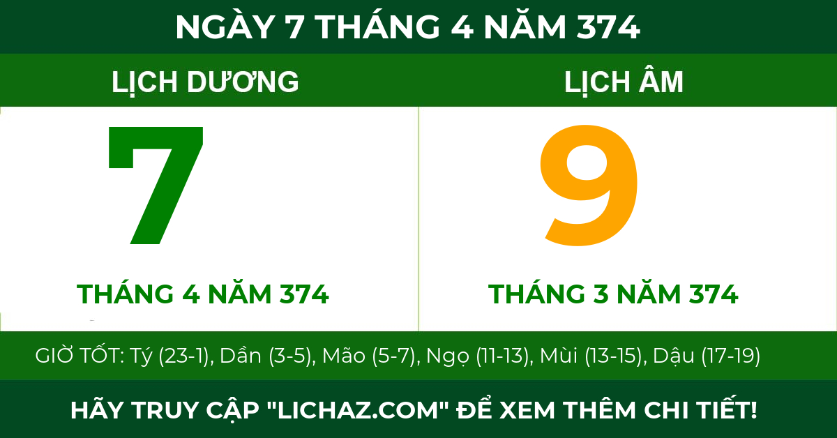 lịch âm ngày 7 tháng 4 năm 374