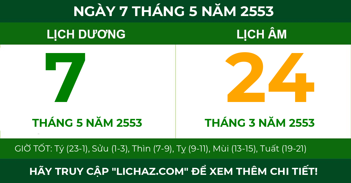 lịch âm ngày 7 tháng 5 năm 2553
