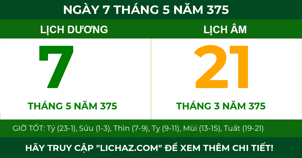 lịch âm ngày 7 tháng 5 năm 375