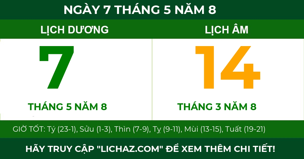 lịch âm ngày 7 tháng 5 năm 8