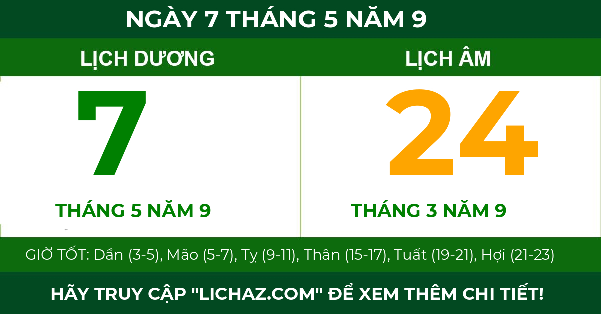 lịch âm ngày 7 tháng 5 năm 9