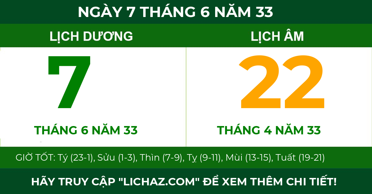 lịch âm ngày 7 tháng 6 năm 33