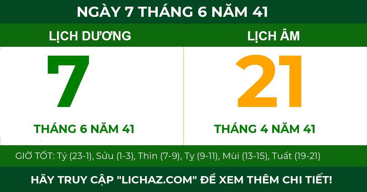 lịch âm ngày 7 tháng 6 năm 41