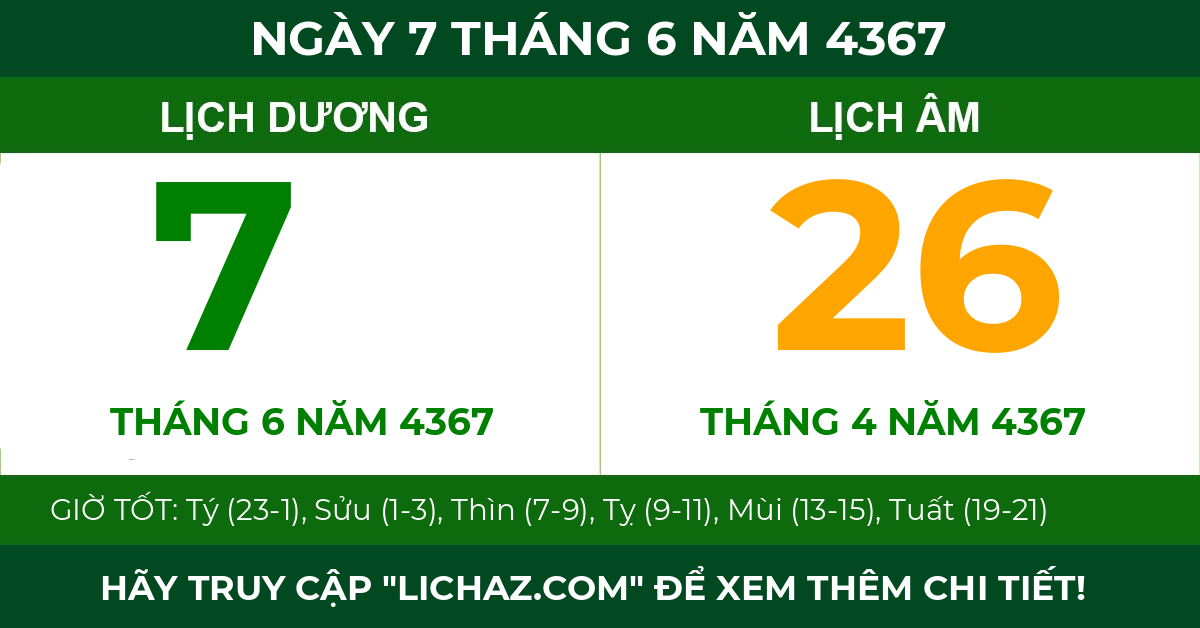 lịch âm ngày 7 tháng 6 năm 4367