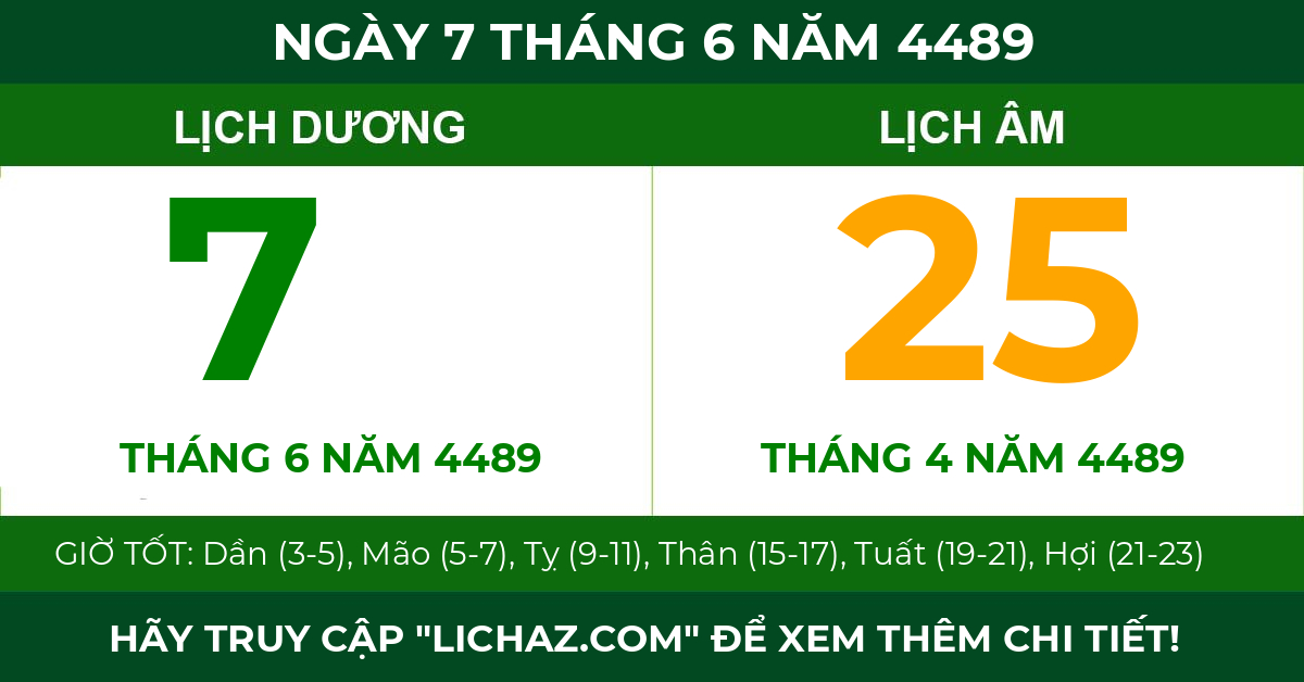 lịch âm ngày 7 tháng 6 năm 4489