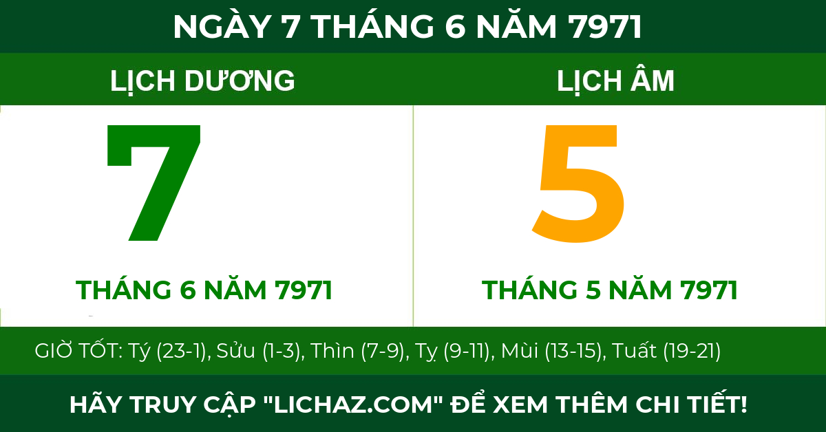lịch âm ngày 7 tháng 6 năm 7971