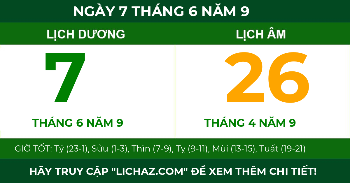 lịch âm ngày 7 tháng 6 năm 9