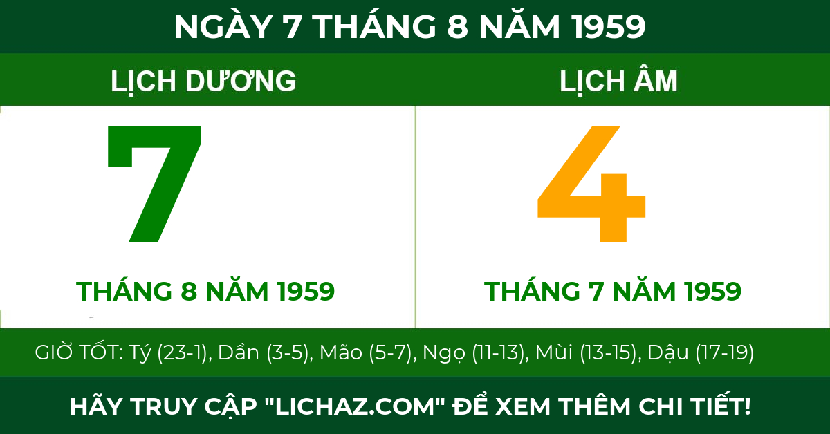 lịch âm ngày 7 tháng 8 năm 1959
