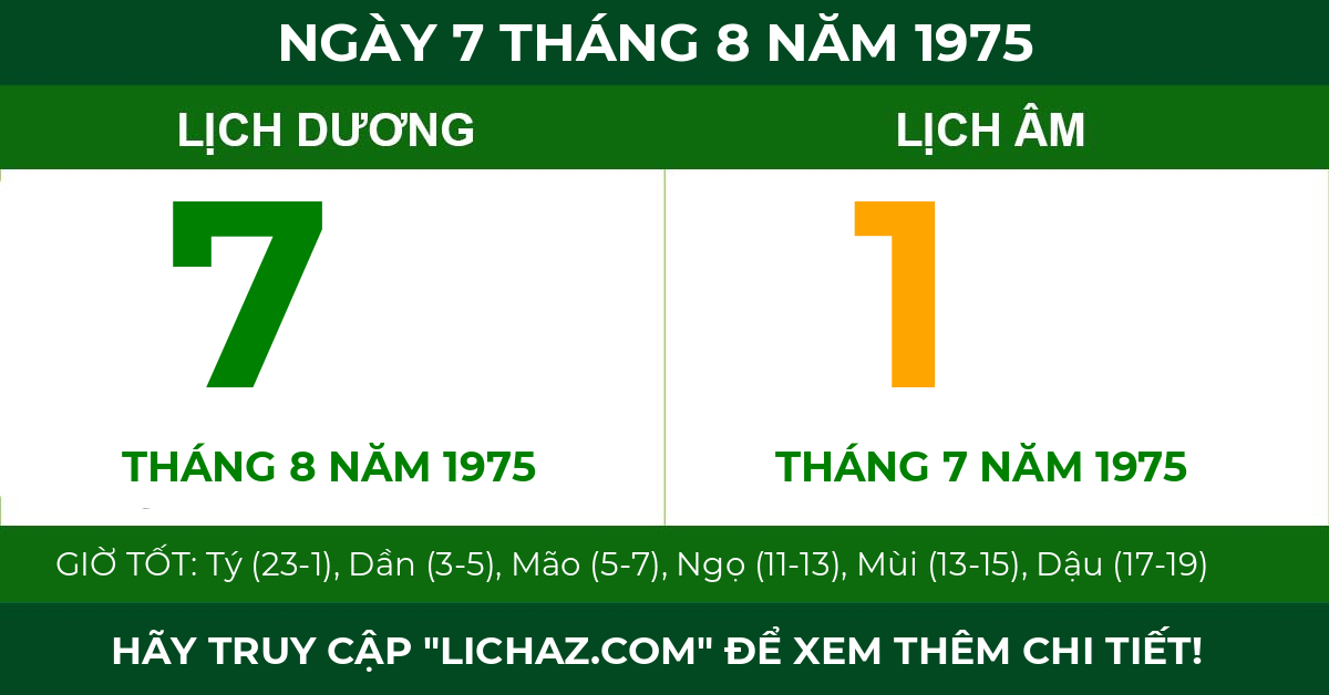 lịch âm ngày 7 tháng 8 năm 1975