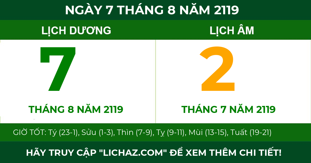 lịch âm ngày 7 tháng 8 năm 2119