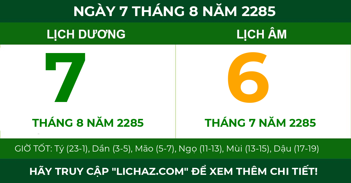 lịch âm ngày 7 tháng 8 năm 2285