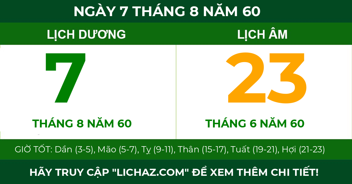lịch âm ngày 7 tháng 8 năm 60