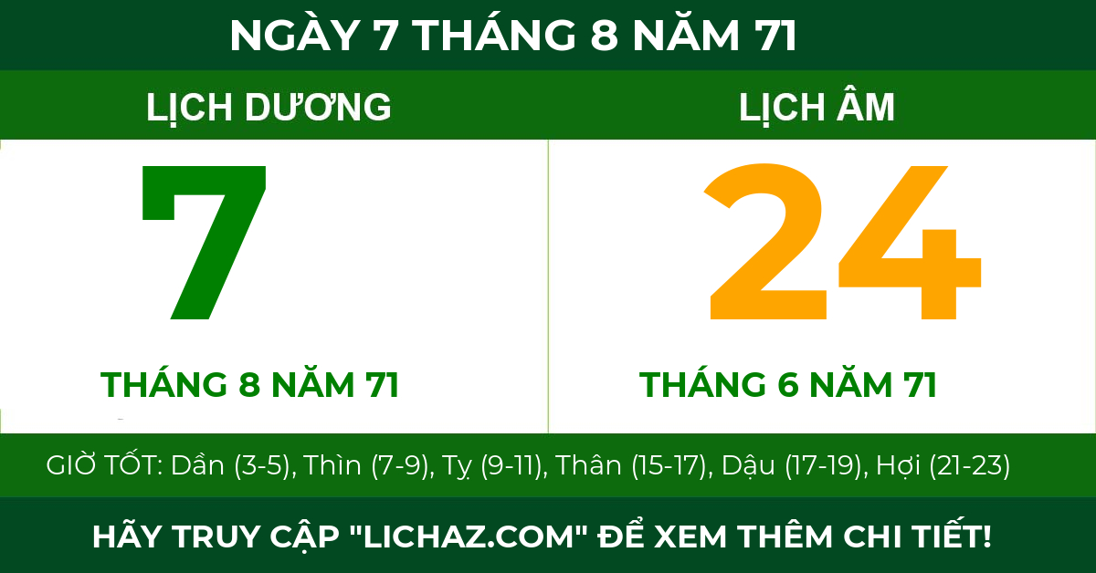lịch âm ngày 7 tháng 8 năm 71
