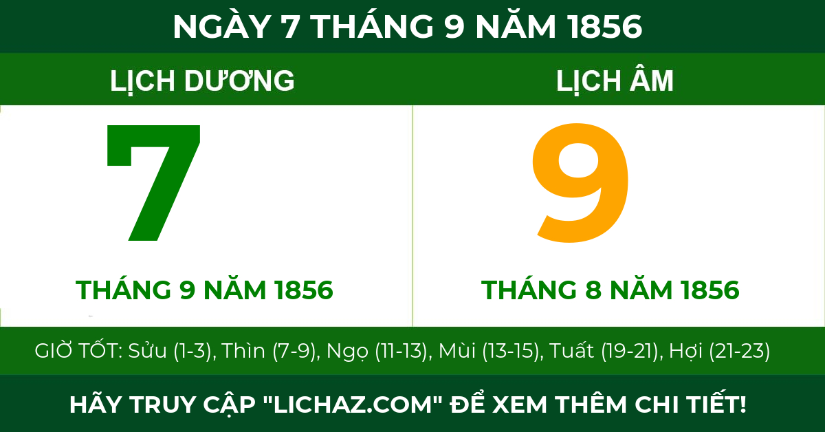 lịch âm ngày 7 tháng 9 năm 1856