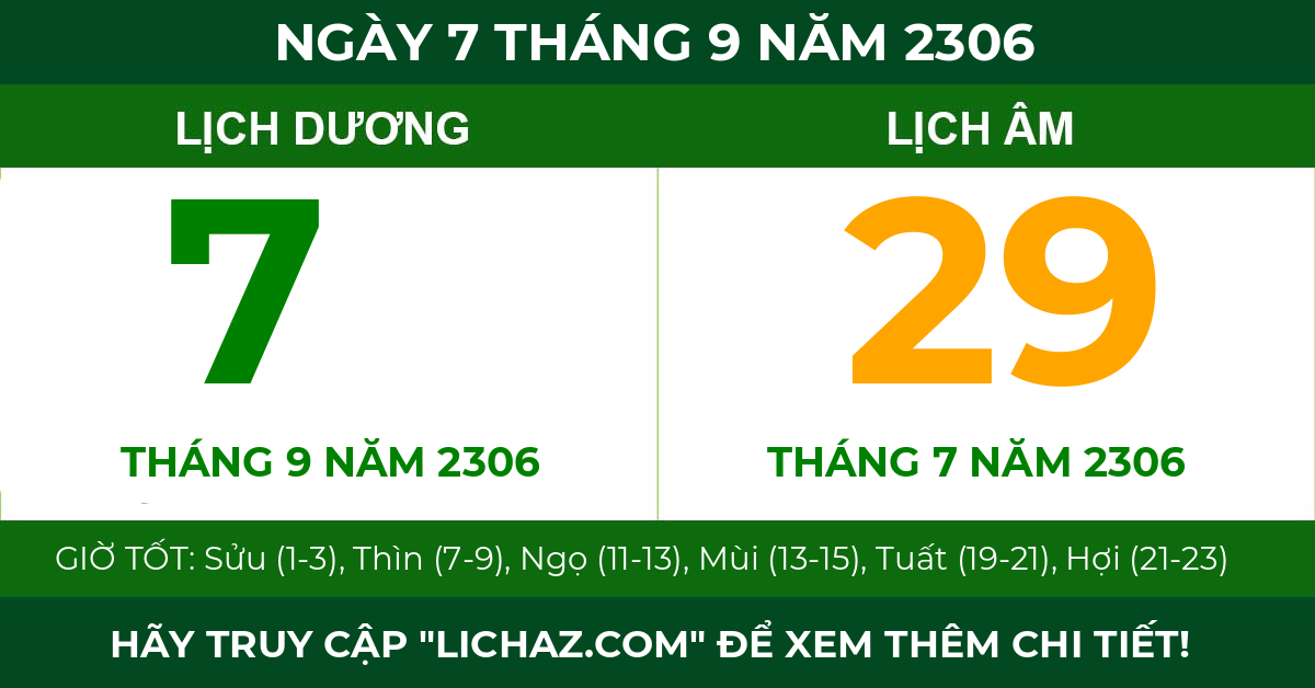 lịch âm ngày 7 tháng 9 năm 2306