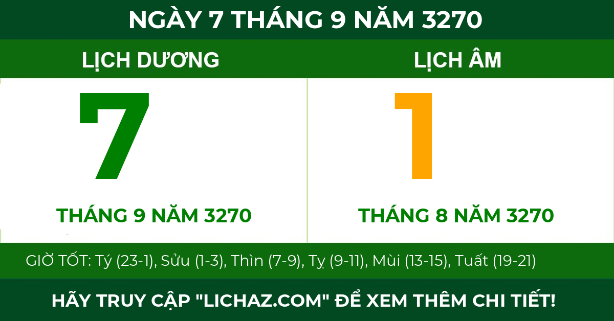 lịch âm ngày 7 tháng 9 năm 3270