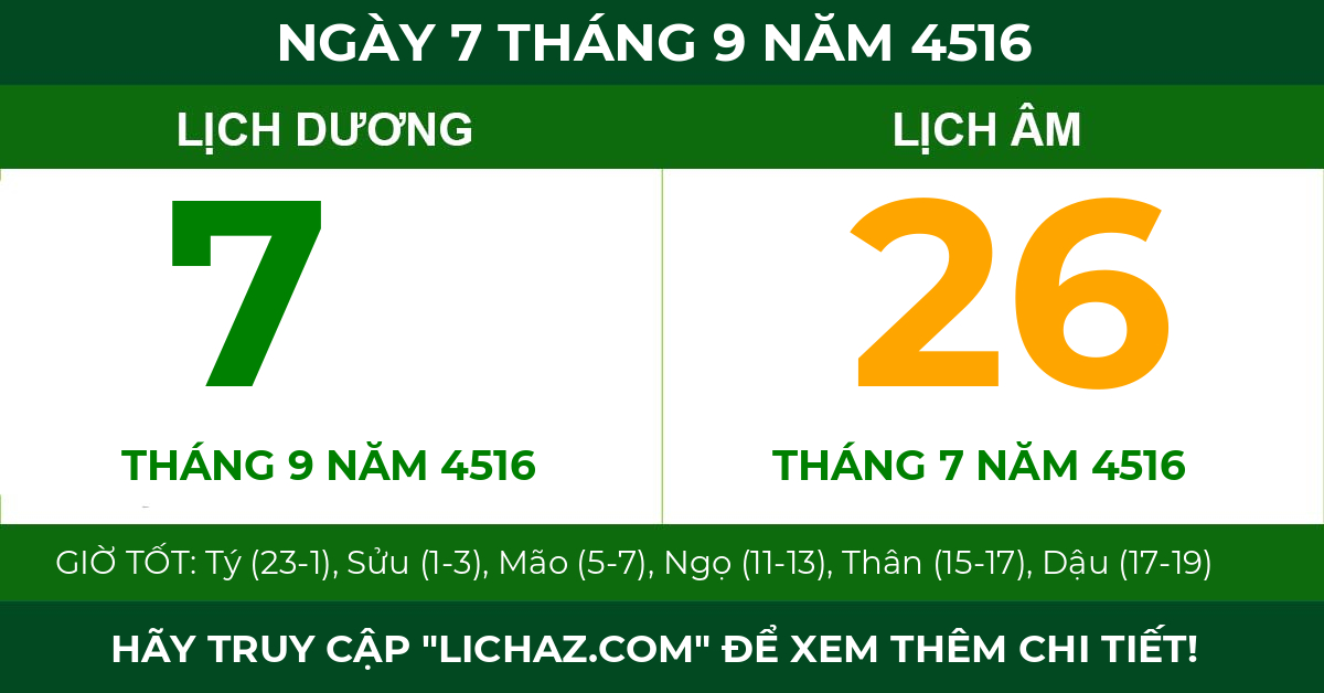 lịch âm ngày 7 tháng 9 năm 4516