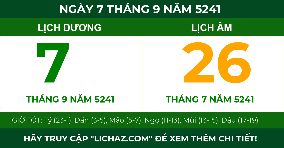 lịch âm ngày 7 tháng 9 năm 5241