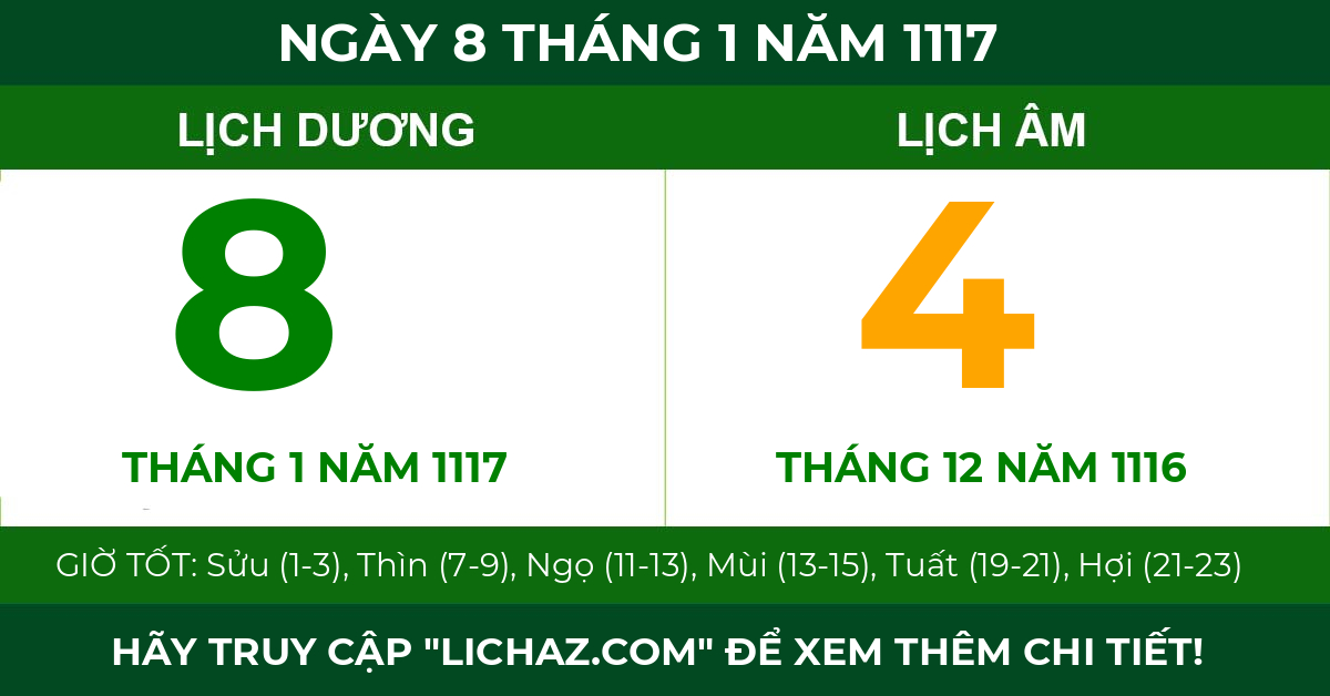 lịch âm ngày 8 tháng 1 năm 1117