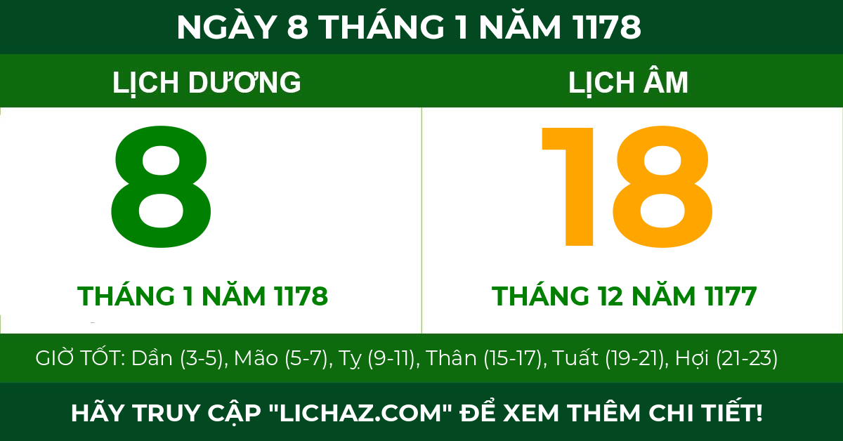 lịch âm ngày 8 tháng 1 năm 1178