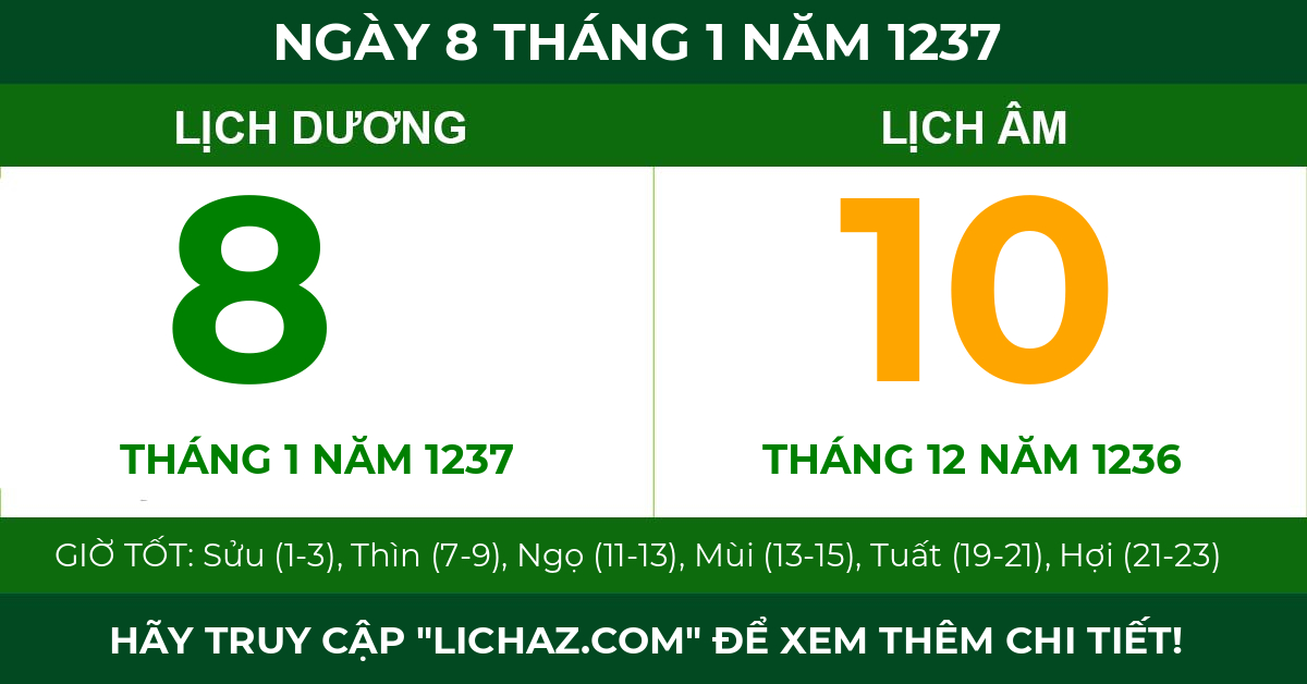 lịch âm ngày 8 tháng 1 năm 1237