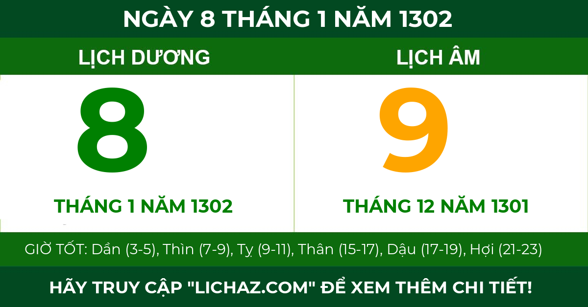 lịch âm ngày 8 tháng 1 năm 1302