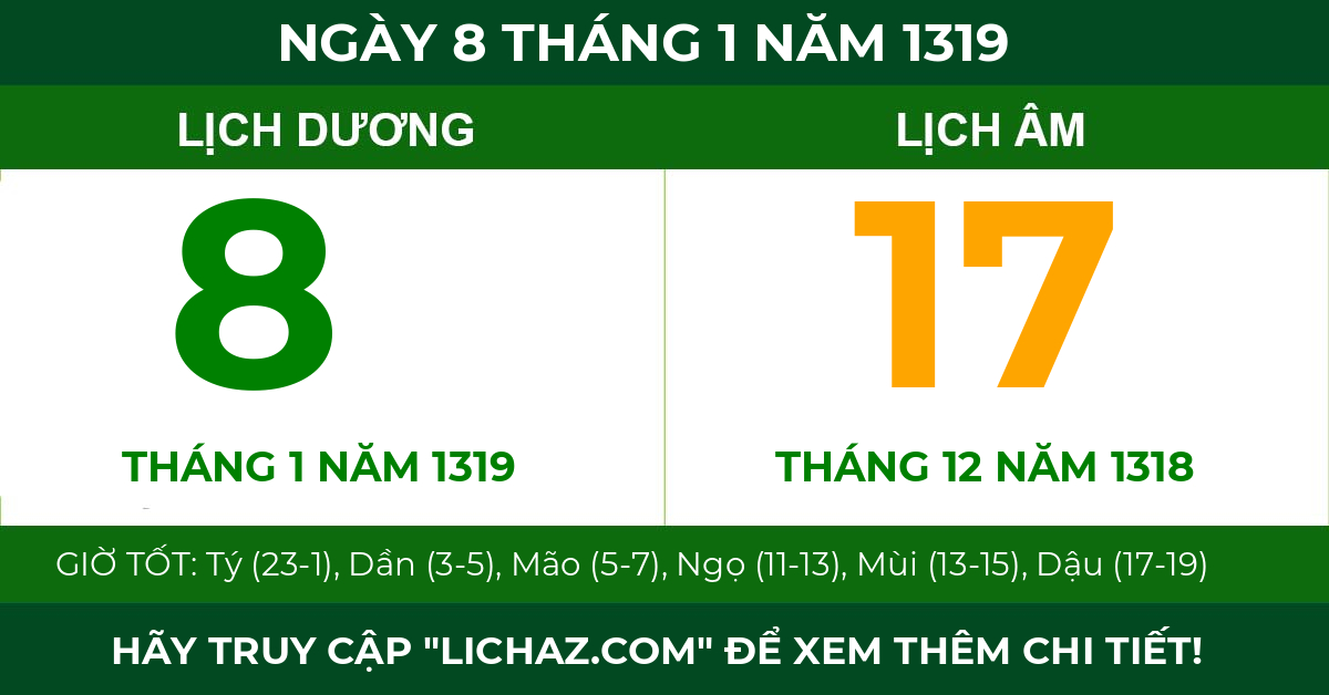 lịch âm ngày 8 tháng 1 năm 1319
