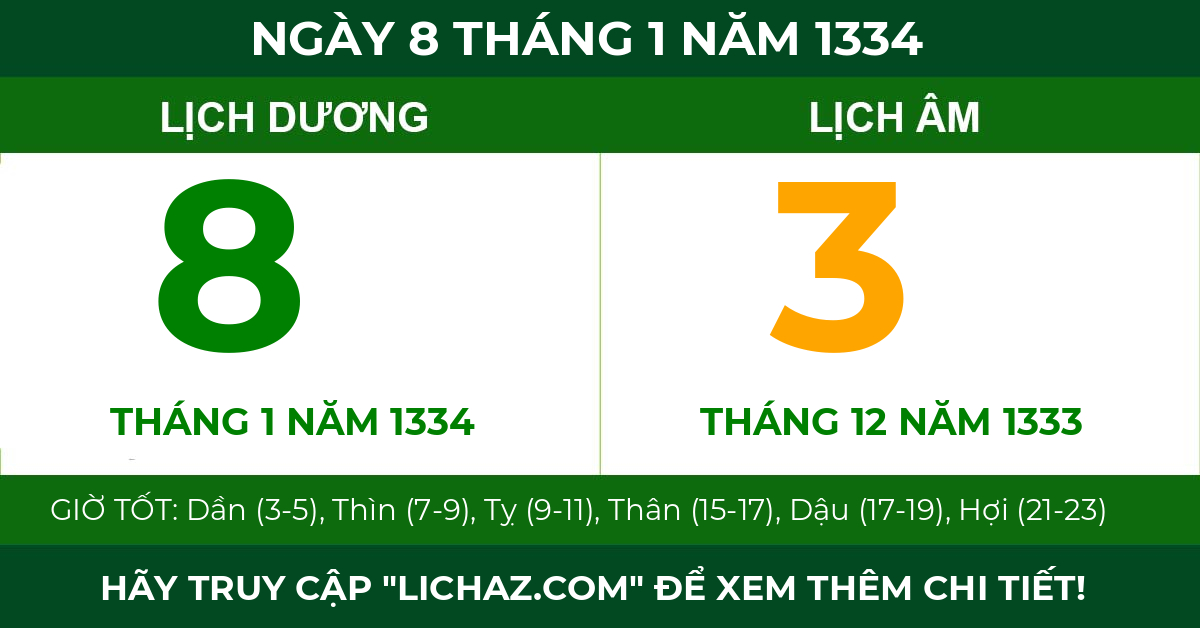 lịch âm ngày 8 tháng 1 năm 1334