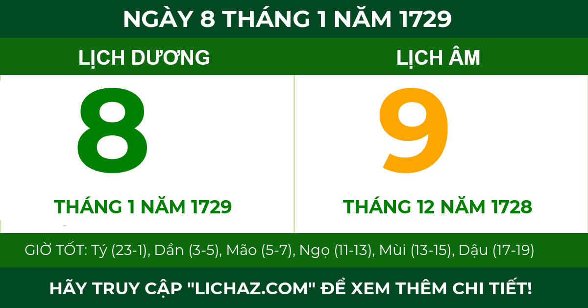 lịch âm ngày 8 tháng 1 năm 1729