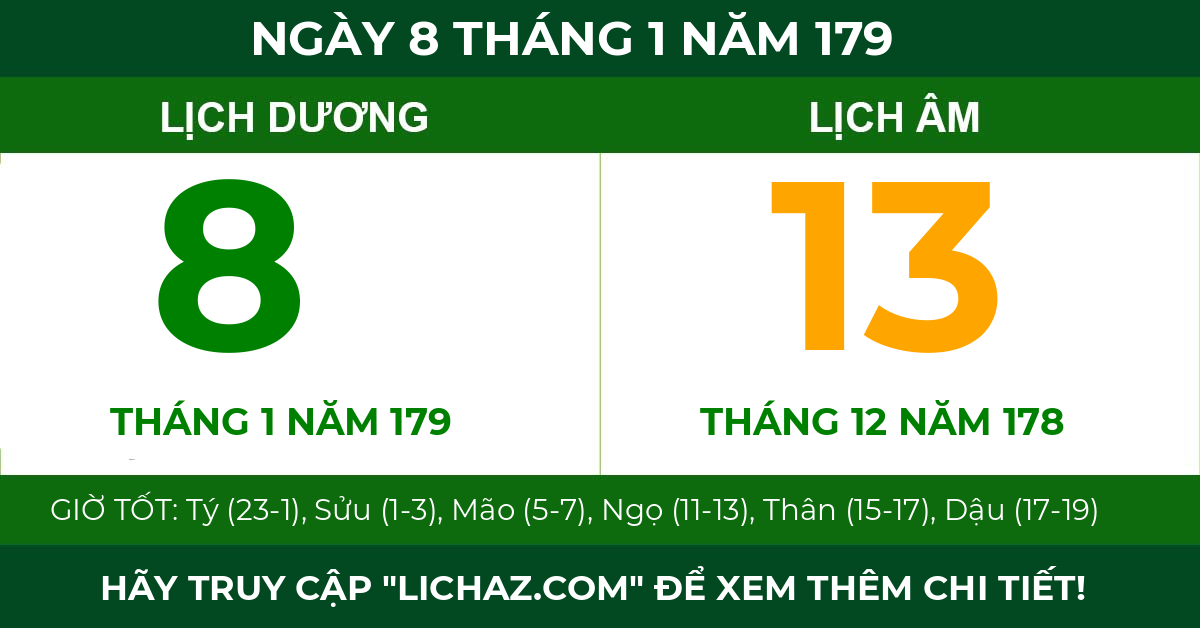 lịch âm ngày 8 tháng 1 năm 179