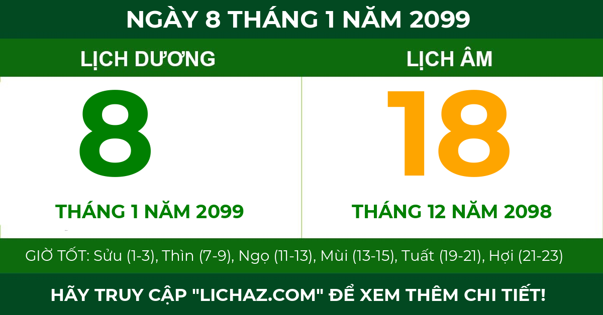 lịch âm ngày 8 tháng 1 năm 2099