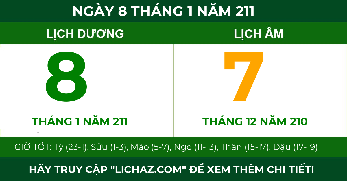 lịch âm ngày 8 tháng 1 năm 211