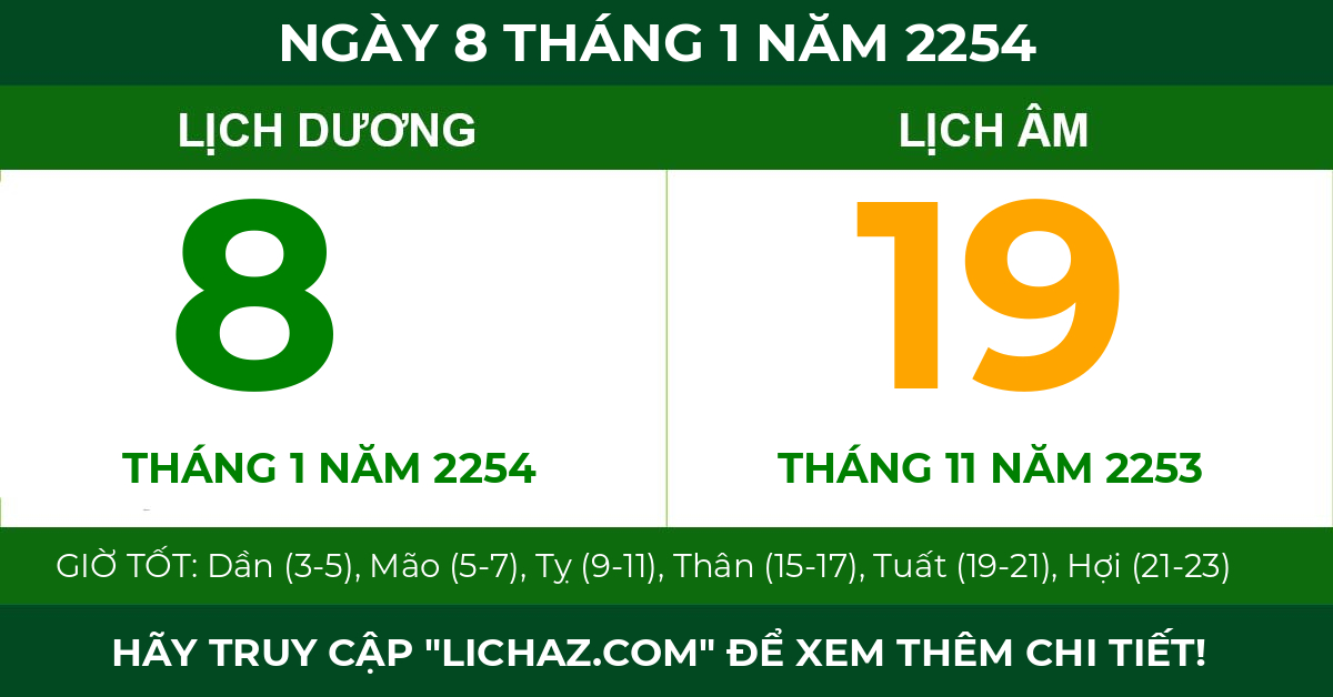 lịch âm ngày 8 tháng 1 năm 2254
