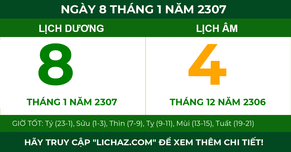 lịch âm ngày 8 tháng 1 năm 2307