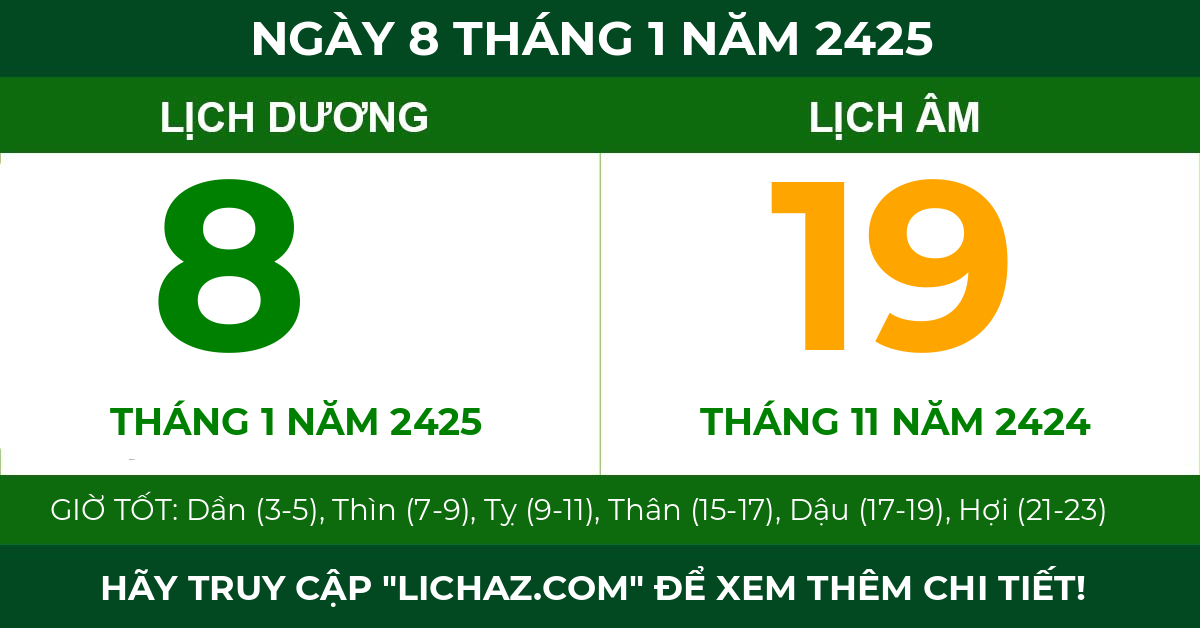 lịch âm ngày 8 tháng 1 năm 2425